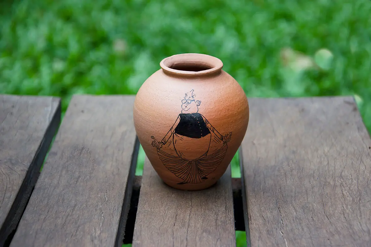 hand painted clay pots